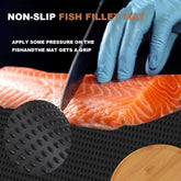 Raprance Fish Fillet Mat with Fish Cutting Board, Extra Large 33"x15.75", Non-Slip Fish Cleaning Mat with Measuring Scale, Portable Rollable Fish Fillet Board